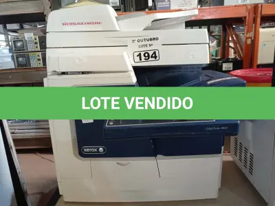 LOTE 194 - 01 IMPRESSORA MULTIFUNCIONAL MARCA XEROX MODELO COLORQUBE 8900. (NO ESTADO) ATENÇÃO! FAZER A VISITAÇÃO ANTES DE ARREMATAR, NÃO SABEMOS SE FUNCIONA. LEILÃO NÃO TEM GARANTIA E NEM DEVOLUÇÃO, SUJEITO A POSSÍVEIS AVARIAS VISÍVEIS/OCULTAS E/OU AUSÊNCIA DE COMPONENTES.