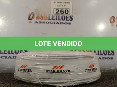LOTE 260 - 01 ROLO DE CABO FLEXÍVEL 100M 2,5MM NA COR AZUL. (NO ESTADO) ATENÇÃO! FAZER A VISITAÇÃO ANTES DE ARREMATAR, NÃO SABEMOS SE FUNCIONA. LEILÃO NÃO TEM GARANTIA E NEM DEVOLUÇÃO, SUJEITO A POSSÍVEIS AVARIAS VISÍVEIS/OCULTAS E/OU AUSÊNCIA DE COMPONENTES.