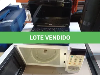 LOTE 192 - 01 MICRO-ONDAS MARCA ELECTROLUX E 01 NETBOOK MARCA ACER. (NO ESTADO) ATENÇÃO! FAZER A VISITAÇÃO ANTES DE ARREMATAR, NÃO SABEMOS SE FUNCIONA. LEILÃO NÃO TEM GARANTIA E NEM DEVOLUÇÃO, SUJEITO A POSSÍVEIS AVARIAS VISÍVEIS/OCULTAS E/OU AUSÊNCIA DE COMPONENTES.