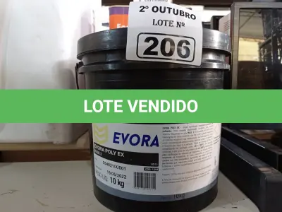 LOTE 206 - 01 BALDE DE GRAXA EVORA POLY EX NLGI:2 10KG. (NO ESTADO) ATENÇÃO! FAZER A VISITAÇÃO ANTES DE ARREMATAR, NÃO SABEMOS SE FUNCIONA. LEILÃO NÃO TEM GARANTIA E NEM DEVOLUÇÃO, SUJEITO A POSSÍVEIS AVARIAS VISÍVEIS/OCULTAS E/OU AUSÊNCIA DE COMPONENTES.