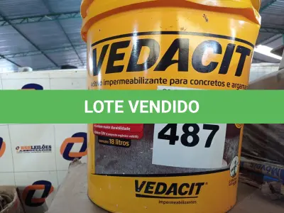 LOTE 487 - 01 BALDE DE VEDACIT, ADITIVO IMPERMEABILIZANTE PARA CONCRETOS E ARGAMASSAS 18L. (NO ESTADO) ATENÇÃO! FAZER A VISITAÇÃO ANTES DE ARREMATAR, NÃO SABEMOS SE FUNCIONA. LEILÃO NÃO TEM GARANTIA E NEM DEVOLUÇÃO, SUJEITO A POSSÍVEIS AVARIAS VISÍVEIS/OCULTAS E/OU AUSÊNCIA DE COMPONENTES.