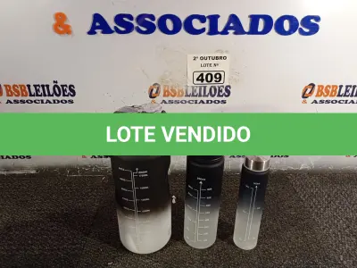 LOTE 409 - 01 KIT GARRAFA MOTIVACIONAL COM 03 PEÇAS. (NO ESTADO) ATENÇÃO! FAZER A VISITAÇÃO ANTES DE ARREMATAR, NÃO SABEMOS SE FUNCIONA. LEILÃO NÃO TEM GARANTIA E NEM DEVOLUÇÃO, SUJEITO A POSSÍVEIS AVARIAS VISÍVEIS/OCULTAS E/OU AUSÊNCIA DE COMPONENTES.