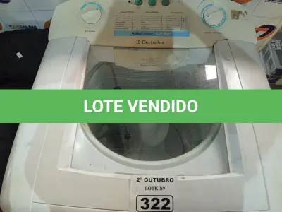 LOTE 322 - 01 MÁQUINA DE LAVAR ROUPAS MARCA ELECTROLUX 110V. (NO ESTADO) ATENÇÃO! FAZER A VISITAÇÃO ANTES DE ARREMATAR, NÃO SABEMOS SE FUNCIONA. LEILÃO NÃO TEM GARANTIA E NEM DEVOLUÇÃO, SUJEITO A POSSÍVEIS AVARIAS VISÍVEIS/OCULTAS E/OU AUSÊNCIA DE COMPONENTES.
