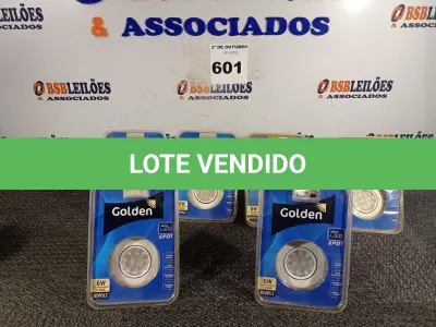 LOTE 601 - 06 SPOTS COMPLETO 6W LED REDONDO 3000K GOLDEN. (NO ESTADO) ATENÇÃO! FAZER A VISITAÇÃO ANTES DE ARREMATAR, NÃO SABEMOS SE FUNCIONA. LEILÃO NÃO TEM GARANTIA E NEM DEVOLUÇÃO, SUJEITO A POSSÍVEIS AVARIAS VISÍVEIS/OCULTAS E/OU AUSÊNCIA DE COMPONENTES.