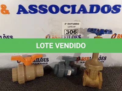 LOTE 306 - 01 REGISTRO BRUTO DE GAVETA 1.1/4”, 01 REGISTRO ESFERA DE PVC SOLDÁVEL 60MM COM UNIÃO E 01 REGISTRO ESFERA DE PVC SOLDÁVEL 50MM COM UNIÃO. (NO ESTADO) ATENÇÃO! FAZER A VISITAÇÃO ANTES DE ARREMATAR, NÃO SABEMOS SE FUNCIONA. LEILÃO NÃO TEM GARANTIA E NEM DEVOLUÇÃO, SUJEITO A POSSÍVEIS AVARIAS VISÍVEIS/OCULTAS E/OU AUSÊNCIA DE COMPONENTES.