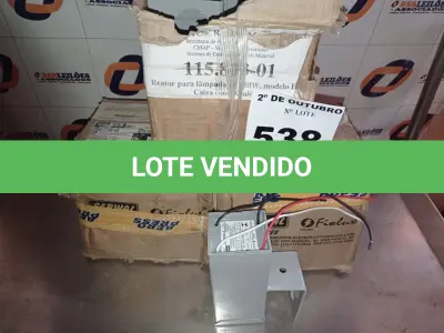 LOTE 538 - 01 LOTE COM VÁRIOS REATORES DE USO EXTERNO PARA LÂMPADAS DE VAPOR METÁLICO. (NO ESTADO) ATENÇÃO! FAZER A VISITAÇÃO ANTES DE ARREMATAR, NÃO SABEMOS SE FUNCIONA. LEILÃO NÃO TEM GARANTIA E NEM DEVOLUÇÃO, SUJEITO A POSSÍVEIS AVARIAS VISÍVEIS/OCULTAS E/OU AUSÊNCIA DE COMPONENTES.