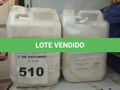 LOTE 510 - 20 LITROS DE SABONETE DE ESPUMA ANTISSÉPTICO. (NO ESTADO) ATENÇÃO! FAZER A VISITAÇÃO ANTES DE ARREMATAR, NÃO SABEMOS SE FUNCIONA. LEILÃO NÃO TEM GARANTIA E NEM DEVOLUÇÃO, SUJEITO A POSSÍVEIS AVARIAS VISÍVEIS/OCULTAS E/OU AUSÊNCIA DE COMPONENTES.