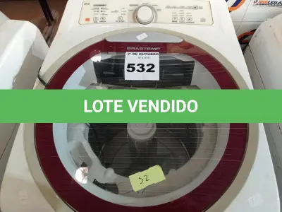 LOTE 532 - 01 LAVADORA DE ROUPAS 11KG MARCA BRASTEMP 220V. (NO ESTADO) ATENÇÃO! FAZER A VISITAÇÃO ANTES DE ARREMATAR, NÃO SABEMOS SE FUNCIONA. LEILÃO NÃO TEM GARANTIA E NEM DEVOLUÇÃO, SUJEITO A POSSÍVEIS AVARIAS VISÍVEIS/OCULTAS E/OU AUSÊNCIA DE COMPONENTES.