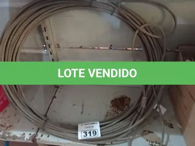 LOTE 319 - 01 ROLO DE CABO DE AÇO 3/8” COM 40 METROS. (NO ESTADO) ATENÇÃO! FAZER A VISITAÇÃO ANTES DE ARREMATAR, NÃO SABEMOS SE FUNCIONA. LEILÃO NÃO TEM GARANTIA E NEM DEVOLUÇÃO, SUJEITO A POSSÍVEIS AVARIAS VISÍVEIS/OCULTAS E/OU AUSÊNCIA DE COMPONENTES.