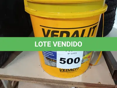 LOTE 500 - 01 BALDE DE VEDALIT, ADITIVO PLASTIFICANTE CONCENTRADO PARA ARGAMASSA DE ASSENTAMENTO E REBOCO CONVENCIONAL 18L. (NO ESTADO) ATENÇÃO! FAZER A VISITAÇÃO ANTES DE ARREMATAR, NÃO SABEMOS SE FUNCIONA. LEILÃO NÃO TEM GARANTIA E NEM DEVOLUÇÃO, SUJEITO A POSSÍVEIS AVARIAS VISÍVEIS/OCULTAS E/OU AUSÊNCIA DE COMPONENTES.