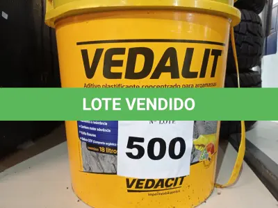 LOTE 500 - 01 BALDE DE VEDALIT, ADITIVO PLASTIFICANTE CONCENTRADO PARA ARGAMASSA DE ASSENTAMENTO E REBOCO CONVENCIONAL 18L. (NO ESTADO) ATENÇÃO! FAZER A VISITAÇÃO ANTES DE ARREMATAR, NÃO SABEMOS SE FUNCIONA. LEILÃO NÃO TEM GARANTIA E NEM DEVOLUÇÃO, SUJEITO A POSSÍVEIS AVARIAS VISÍVEIS/OCULTAS E/OU AUSÊNCIA DE COMPONENTES.