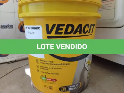 LOTE 528 - 01 BALDE DE VEDACIT, ADITIVO IMPERMEABILIZANTE PARA CONCRETOS E ARGAMASSAS 18L. (NO ESTADO) ATENÇÃO! FAZER A VISITAÇÃO ANTES DE ARREMATAR, NÃO SABEMOS SE FUNCIONA. LEILÃO NÃO TEM GARANTIA E NEM DEVOLUÇÃO, SUJEITO A POSSÍVEIS AVARIAS VISÍVEIS/OCULTAS E/OU AUSÊNCIA DE COMPONENTES.