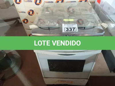 LOTE 337 - 01 FOGÃO A GÁS 04 BOCAS COM AVARIAS. (NO ESTADO) ATENÇÃO! FAZER A VISITAÇÃO ANTES DE ARREMATAR, NÃO SABEMOS SE FUNCIONA. LEILÃO NÃO TEM GARANTIA E NEM DEVOLUÇÃO, SUJEITO A POSSÍVEIS AVARIAS VISÍVEIS/OCULTAS E/OU AUSÊNCIA DE COMPONENTES.