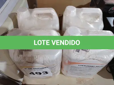 LOTE 493 - 20 LITROS DE SABONETE DE ESPUMA ANTISSÉPTICO. (NO ESTADO) ATENÇÃO! FAZER A VISITAÇÃO ANTES DE ARREMATAR, NÃO SABEMOS SE FUNCIONA. LEILÃO NÃO TEM GARANTIA E NEM DEVOLUÇÃO, SUJEITO A POSSÍVEIS AVARIAS VISÍVEIS/OCULTAS E/OU AUSÊNCIA DE COMPONENTES.