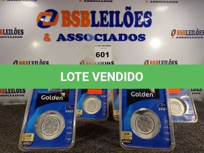 LOTE 601 - 06 SPOTS COMPLETO 6W LED REDONDO 3000K GOLDEN. (NO ESTADO) ATENÇÃO! FAZER A VISITAÇÃO ANTES DE ARREMATAR, NÃO SABEMOS SE FUNCIONA. LEILÃO NÃO TEM GARANTIA E NEM DEVOLUÇÃO, SUJEITO A POSSÍVEIS AVARIAS VISÍVEIS/OCULTAS E/OU AUSÊNCIA DE COMPONENTES.