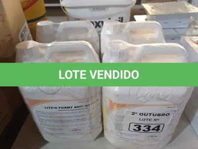 LOTE 334 - 20 LITROS DE SABONETE DE ESPUMA ANTISSÉPTICO. (NO ESTADO) ATENÇÃO! FAZER A VISITAÇÃO ANTES DE ARREMATAR, NÃO SABEMOS SE FUNCIONA. LEILÃO NÃO TEM GARANTIA E NEM DEVOLUÇÃO, SUJEITO A POSSÍVEIS AVARIAS VISÍVEIS/OCULTAS E/OU AUSÊNCIA DE COMPONENTES.