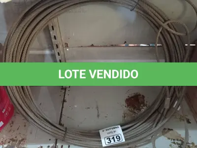 LOTE 319 - 01 ROLO DE CABO DE AÇO 3/8” COM 40 METROS. (NO ESTADO) ATENÇÃO! FAZER A VISITAÇÃO ANTES DE ARREMATAR, NÃO SABEMOS SE FUNCIONA. LEILÃO NÃO TEM GARANTIA E NEM DEVOLUÇÃO, SUJEITO A POSSÍVEIS AVARIAS VISÍVEIS/OCULTAS E/OU AUSÊNCIA DE COMPONENTES.
