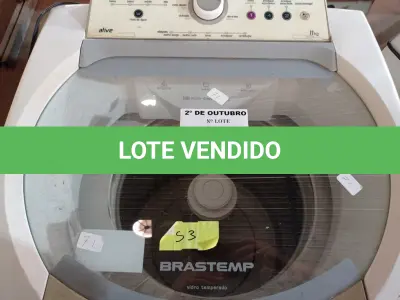 LOTE 533 - 01 LAVADORA DE ROUPAS 11KG MARCA BRASTEMP 220V. (NO ESTADO) ATENÇÃO! FAZER A VISITAÇÃO ANTES DE ARREMATAR, NÃO SABEMOS SE FUNCIONA. LEILÃO NÃO TEM GARANTIA E NEM DEVOLUÇÃO, SUJEITO A POSSÍVEIS AVARIAS VISÍVEIS/OCULTAS E/OU AUSÊNCIA DE COMPONENTES.