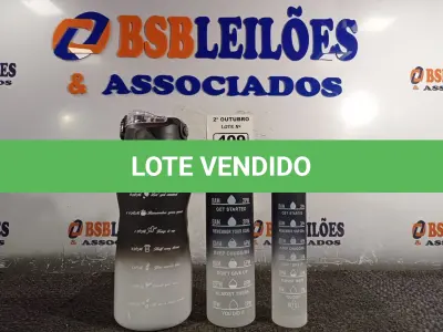 LOTE 409 - 01 KIT GARRAFA MOTIVACIONAL COM 03 PEÇAS. (NO ESTADO) ATENÇÃO! FAZER A VISITAÇÃO ANTES DE ARREMATAR, NÃO SABEMOS SE FUNCIONA. LEILÃO NÃO TEM GARANTIA E NEM DEVOLUÇÃO, SUJEITO A POSSÍVEIS AVARIAS VISÍVEIS/OCULTAS E/OU AUSÊNCIA DE COMPONENTES.