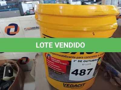 LOTE 487 - 01 BALDE DE VEDACIT, ADITIVO IMPERMEABILIZANTE PARA CONCRETOS E ARGAMASSAS 18L. (NO ESTADO) ATENÇÃO! FAZER A VISITAÇÃO ANTES DE ARREMATAR, NÃO SABEMOS SE FUNCIONA. LEILÃO NÃO TEM GARANTIA E NEM DEVOLUÇÃO, SUJEITO A POSSÍVEIS AVARIAS VISÍVEIS/OCULTAS E/OU AUSÊNCIA DE COMPONENTES.