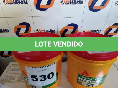 LOTE 530 - 02 BALDES DE SIKACRYL-203 5KG, SELANTE ACRÍLICO FLEXÍVEL. (NO ESTADO) ATENÇÃO! FAZER A VISITAÇÃO ANTES DE ARREMATAR, NÃO SABEMOS SE FUNCIONA. LEILÃO NÃO TEM GARANTIA E NEM DEVOLUÇÃO, SUJEITO A POSSÍVEIS AVARIAS VISÍVEIS/OCULTAS E/OU AUSÊNCIA DE COMPONENTES.