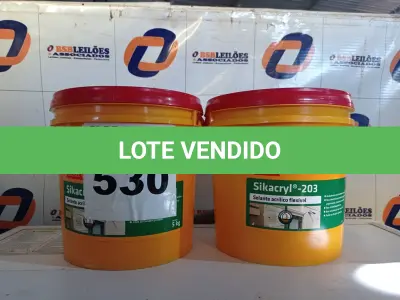 LOTE 530 - 02 BALDES DE SIKACRYL-203 5KG, SELANTE ACRÍLICO FLEXÍVEL. (NO ESTADO) ATENÇÃO! FAZER A VISITAÇÃO ANTES DE ARREMATAR, NÃO SABEMOS SE FUNCIONA. LEILÃO NÃO TEM GARANTIA E NEM DEVOLUÇÃO, SUJEITO A POSSÍVEIS AVARIAS VISÍVEIS/OCULTAS E/OU AUSÊNCIA DE COMPONENTES.