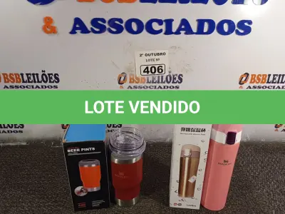 LOTE 406 - 01 KIT COPO + GARRAFA TÉRMICOS. (NO ESTADO) ATENÇÃO! FAZER A VISITAÇÃO ANTES DE ARREMATAR, NÃO SABEMOS SE FUNCIONA. LEILÃO NÃO TEM GARANTIA E NEM DEVOLUÇÃO, SUJEITO A POSSÍVEIS AVARIAS VISÍVEIS/OCULTAS E/OU AUSÊNCIA DE COMPONENTES.