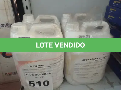 LOTE 510 - 20 LITROS DE SABONETE DE ESPUMA ANTISSÉPTICO. (NO ESTADO) ATENÇÃO! FAZER A VISITAÇÃO ANTES DE ARREMATAR, NÃO SABEMOS SE FUNCIONA. LEILÃO NÃO TEM GARANTIA E NEM DEVOLUÇÃO, SUJEITO A POSSÍVEIS AVARIAS VISÍVEIS/OCULTAS E/OU AUSÊNCIA DE COMPONENTES.