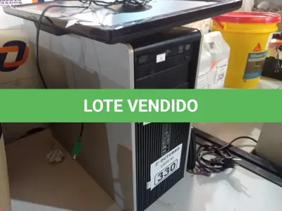 LOTE 330 - 01 CPU, 01 MONITOR, 01 TECLADO E 01 MOUSE. (NO ESTADO) ATENÇÃO! FAZER A VISITAÇÃO ANTES DE ARREMATAR, NÃO SABEMOS SE FUNCIONA. LEILÃO NÃO TEM GARANTIA E NEM DEVOLUÇÃO, SUJEITO A POSSÍVEIS AVARIAS VISÍVEIS/OCULTAS E/OU AUSÊNCIA DE COMPONENTES.