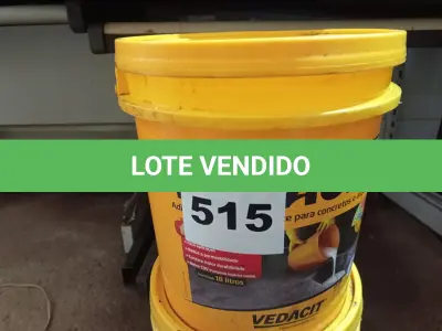 LOTE 515 - 01 BALDE DE VEDACIT, ADITIVO IMPERMEABILIZANTE PARA CONCRETOS E ARGAMASSAS 18L. (NO ESTADO) ATENÇÃO! FAZER A VISITAÇÃO ANTES DE ARREMATAR, NÃO SABEMOS SE FUNCIONA. LEILÃO NÃO TEM GARANTIA E NEM DEVOLUÇÃO, SUJEITO A POSSÍVEIS AVARIAS VISÍVEIS/OCULTAS E/OU AUSÊNCIA DE COMPONENTES.