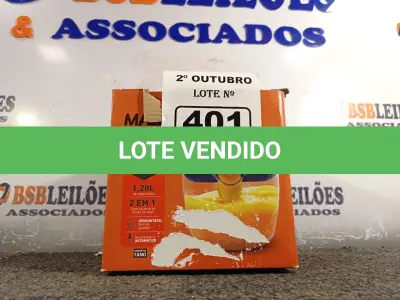 LOTE 401 - 01 ESPREMEDOR FRUITMAX 127V. (NO ESTADO) ATENÇÃO! FAZER A VISITAÇÃO ANTES DE ARREMATAR, NÃO SABEMOS SE FUNCIONA. LEILÃO NÃO TEM GARANTIA E NEM DEVOLUÇÃO, SUJEITO A POSSÍVEIS AVARIAS VISÍVEIS/OCULTAS E/OU AUSÊNCIA DE COMPONENTES.