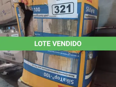 LOTE 321 - 02 CAIXAS DE SIKA TOP-100, REVESTIMENTO IMPERMEABILIZANTE SEMIFLEXÍVEL. (NO ESTADO) ATENÇÃO! FAZER A VISITAÇÃO ANTES DE ARREMATAR, NÃO SABEMOS SE FUNCIONA. LEILÃO NÃO TEM GARANTIA E NEM DEVOLUÇÃO, SUJEITO A POSSÍVEIS AVARIAS VISÍVEIS/OCULTAS E/OU AUSÊNCIA DE COMPONENTES.