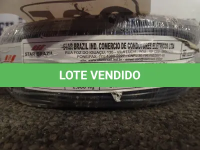 LOTE 035 - 01 ROLO DE CABO FLEXÍVEL 100M 1X 2,5MM NA COR PRETA(NOVO). (NO ESTADO) ATENÇÃO! FAZER A VISITAÇÃO ANTES DE ARREMATAR, NÃO SABEMOS SE FUNCIONA. LEILÃO NÃO TEM GARANTIA E NEM DEVOLUÇÃO, SUJEITO A POSSÍVEIS AVARIAS VISÍVEIS/OCULTAS E/OU AUSÊNCIA DE COMPONENTES.