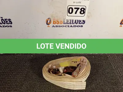 LOTE 078 - 01 CINTA PARA AMARRAÇÃO DE CARGAS. (NO ESTADO) ATENÇÃO! FAZER A VISITAÇÃO ANTES DE ARREMATAR, NÃO SABEMOS SE FUNCIONA. LEILÃO NÃO TEM GARANTIA E NEM DEVOLUÇÃO, SUJEITO A POSSÍVEIS AVARIAS VISÍVEIS/OCULTAS E/OU AUSÊNCIA DE COMPONENTES.