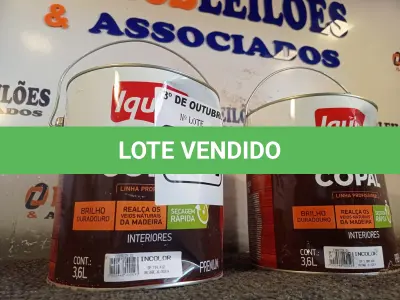 LOTE 181 - 02 GALÕES DE VERNIZ COPAL INCOLOR IQUINE 3,6L. (NO ESTADO) ATENÇÃO! FAZER A VISITAÇÃO ANTES DE ARREMATAR, NÃO SABEMOS SE FUNCIONA. LEILÃO NÃO TEM GARANTIA E NEM DEVOLUÇÃO, SUJEITO A POSSÍVEIS AVARIAS VISÍVEIS/OCULTAS E/OU AUSÊNCIA DE COMPONENTES.