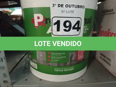 LOTE 194 - 01 BALDE DE TINTA ACRÍLICA 18L COR FOSCO CONCRETO. (NO ESTADO) ATENÇÃO! FAZER A VISITAÇÃO ANTES DE ARREMATAR, NÃO SABEMOS SE FUNCIONA. LEILÃO NÃO TEM GARANTIA E NEM DEVOLUÇÃO, SUJEITO A POSSÍVEIS AVARIAS VISÍVEIS/OCULTAS E/OU AUSÊNCIA DE COMPONENTES.