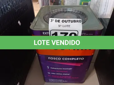 LOTE 179 - 01 LATA DE TINTA SUVINIL INTERIORES/EXTERIORES 18L NA COR FOSCO BRANCO NEVE. (NO ESTADO) ATENÇÃO! FAZER A VISITAÇÃO ANTES DE ARREMATAR, NÃO SABEMOS SE FUNCIONA. LEILÃO NÃO TEM GARANTIA E NEM DEVOLUÇÃO, SUJEITO A POSSÍVEIS AVARIAS VISÍVEIS/OCULTAS E/OU AUSÊNCIA DE COMPONENTES.