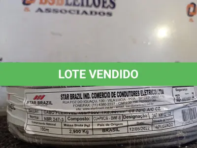 LOTE 115 - 01 ROLO DE CABO FLEXÍVEL 100M 1X 2,5MM NA COR CINZA(NOVO). (NO ESTADO) ATENÇÃO! FAZER A VISITAÇÃO ANTES DE ARREMATAR, NÃO SABEMOS SE FUNCIONA. LEILÃO NÃO TEM GARANTIA E NEM DEVOLUÇÃO, SUJEITO A POSSÍVEIS AVARIAS VISÍVEIS/OCULTAS E/OU AUSÊNCIA DE COMPONENTES.