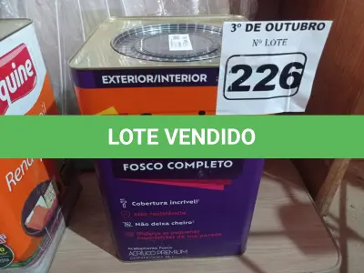 LOTE 226 - 01 LATA DE TINTA SUVINIL INTERIORES/EXTERIORES 18L NA COR FOSCO BRANCO NEVE. (NO ESTADO) ATENÇÃO! FAZER A VISITAÇÃO ANTES DE ARREMATAR, NÃO SABEMOS SE FUNCIONA. LEILÃO NÃO TEM GARANTIA E NEM DEVOLUÇÃO, SUJEITO A POSSÍVEIS AVARIAS VISÍVEIS/OCULTAS E/OU AUSÊNCIA DE COMPONENTES.