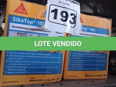 LOTE 193 - 04 CAIXAS DE SIKA TOP-100, REVESTIMENTO IMPERMEABILIZANTE SEMI-FLEXIVEL 4KG. (NO ESTADO) ATENÇÃO! FAZER A VISITAÇÃO ANTES DE ARREMATAR, NÃO SABEMOS SE FUNCIONA. LEILÃO NÃO TEM GARANTIA E NEM DEVOLUÇÃO, SUJEITO A POSSÍVEIS AVARIAS VISÍVEIS/OCULTAS E/OU AUSÊNCIA DE COMPONENTES.