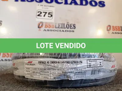 LOTE 275 - 01 ROLO DE CABO FLEXÍVEL 100M 1X 10MM NA COR PRETA(NOVO). (NO ESTADO) ATENÇÃO! FAZER A VISITAÇÃO ANTES DE ARREMATAR, NÃO SABEMOS SE FUNCIONA. LEILÃO NÃO TEM GARANTIA E NEM DEVOLUÇÃO, SUJEITO A POSSÍVEIS AVARIAS VISÍVEIS/OCULTAS E/OU AUSÊNCIA DE COMPONENTES.