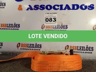 LOTE 083 - 01 CINTA PARA AMARRAÇÃO DE CARGAS. (NO ESTADO) ATENÇÃO! FAZER A VISITAÇÃO ANTES DE ARREMATAR, NÃO SABEMOS SE FUNCIONA. LEILÃO NÃO TEM GARANTIA E NEM DEVOLUÇÃO, SUJEITO A POSSÍVEIS AVARIAS VISÍVEIS/OCULTAS E/OU AUSÊNCIA DE COMPONENTES.