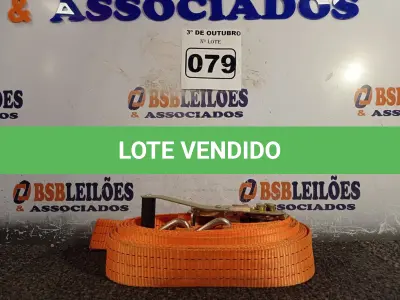 LOTE 079 - 01 CINTA PARA AMARRAÇÃO DE CARGAS. (NO ESTADO) ATENÇÃO! FAZER A VISITAÇÃO ANTES DE ARREMATAR, NÃO SABEMOS SE FUNCIONA. LEILÃO NÃO TEM GARANTIA E NEM DEVOLUÇÃO, SUJEITO A POSSÍVEIS AVARIAS VISÍVEIS/OCULTAS E/OU AUSÊNCIA DE COMPONENTES.