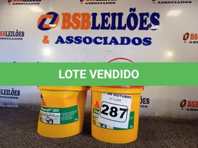LOTE 287 - 02 BALDES DE SIKACRYL-203, SELANTE ACRÍLICO FLEXÍVEL 5KG. (NO ESTADO) ATENÇÃO! FAZER A VISITAÇÃO ANTES DE ARREMATAR, NÃO SABEMOS SE FUNCIONA. LEILÃO NÃO TEM GARANTIA E NEM DEVOLUÇÃO, SUJEITO A POSSÍVEIS AVARIAS VISÍVEIS/OCULTAS E/OU AUSÊNCIA DE COMPONENTES.