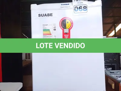 LOTE 068 - 01 FRIGOBAR MARCA CÔNSUL 220V. (NO ESTADO) ATENÇÃO! FAZER A VISITAÇÃO ANTES DE ARREMATAR, NÃO SABEMOS SE FUNCIONA. LEILÃO NÃO TEM GARANTIA E NEM DEVOLUÇÃO, SUJEITO A POSSÍVEIS AVARIAS VISÍVEIS/OCULTAS E/OU AUSÊNCIA DE COMPONENTES.