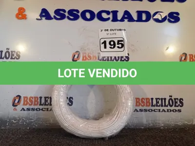 LOTE 195 - 01 ROLO DE CABO FLEXÍVEL 100M 1X 2,5MM NA COR BRANCA(NOVO). (NO ESTADO) ATENÇÃO! FAZER A VISITAÇÃO ANTES DE ARREMATAR, NÃO SABEMOS SE FUNCIONA. LEILÃO NÃO TEM GARANTIA E NEM DEVOLUÇÃO, SUJEITO A POSSÍVEIS AVARIAS VISÍVEIS/OCULTAS E/OU AUSÊNCIA DE COMPONENTES.