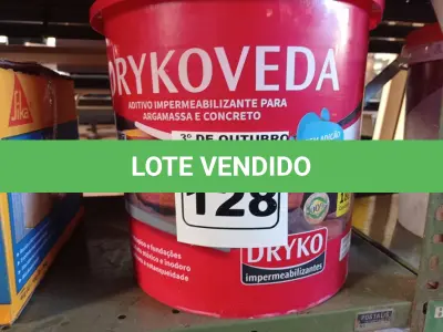 LOTE 128 - 01 BALDE DE DRYKOVEDA, ADITIVO IMPERMEABILIZANTE PARA CONCRETO E ARGAMASSA 18L. (NO ESTADO) ATENÇÃO! FAZER A VISITAÇÃO ANTES DE ARREMATAR, NÃO SABEMOS SE FUNCIONA. LEILÃO NÃO TEM GARANTIA E NEM DEVOLUÇÃO, SUJEITO A POSSÍVEIS AVARIAS VISÍVEIS/OCULTAS E/OU AUSÊNCIA DE COMPONENTES.