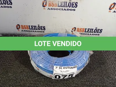LOTE 075 - 01 ROLO DE CABO FLEXÍVEL 100M 1X 10MM NA COR AZUL(NOVO). (NO ESTADO) ATENÇÃO! FAZER A VISITAÇÃO ANTES DE ARREMATAR, NÃO SABEMOS SE FUNCIONA. LEILÃO NÃO TEM GARANTIA E NEM DEVOLUÇÃO, SUJEITO A POSSÍVEIS AVARIAS VISÍVEIS/OCULTAS E/OU AUSÊNCIA DE COMPONENTES.