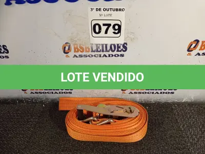LOTE 079 - 01 CINTA PARA AMARRAÇÃO DE CARGAS. (NO ESTADO) ATENÇÃO! FAZER A VISITAÇÃO ANTES DE ARREMATAR, NÃO SABEMOS SE FUNCIONA. LEILÃO NÃO TEM GARANTIA E NEM DEVOLUÇÃO, SUJEITO A POSSÍVEIS AVARIAS VISÍVEIS/OCULTAS E/OU AUSÊNCIA DE COMPONENTES.