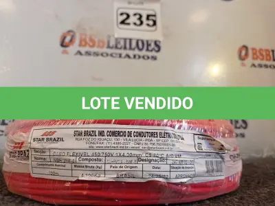 LOTE 235 - 01 ROLO DE CABO FLEXÍVEL 100M 1X 4MM NA COR VERMELHA(NOVO). (NO ESTADO) ATENÇÃO! FAZER A VISITAÇÃO ANTES DE ARREMATAR, NÃO SABEMOS SE FUNCIONA. LEILÃO NÃO TEM GARANTIA E NEM DEVOLUÇÃO, SUJEITO A POSSÍVEIS AVARIAS VISÍVEIS/OCULTAS E/OU AUSÊNCIA DE COMPONENTES.